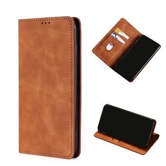 Silky Touch Auto-absorberat Wallet Läder Stand Fodral till Samsung Galaxy S21 Ultra 5G