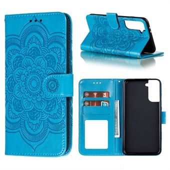 Imprint Mandala blomma läder Protector Skal till Samsung Galaxy S21 + 5G Stand Case