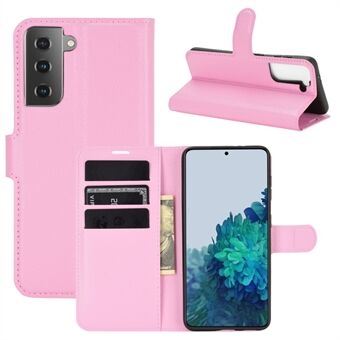 Litchi Texture Leather Phone Protective Cover med Wallet Stand Design för Samsung Galaxy S21 + 5G