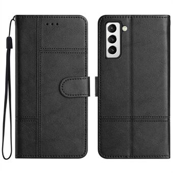 För Samsung Galaxy S21+ 5G Flip Wallet Case, Business Style Stand Texture PU Läder Telefonställsfodral med rem