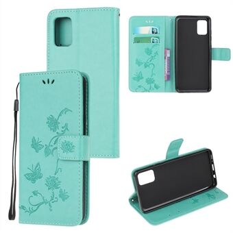 Imprint Butterfly Flowers Läderplånboksfodral till Samsung Galaxy A32 5G / M32 5G