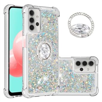 Glitter paljetter Quicksand Design TPU-telefon Ring med ringformad stativ för Samsung Galaxy A32 5G / M32 5G