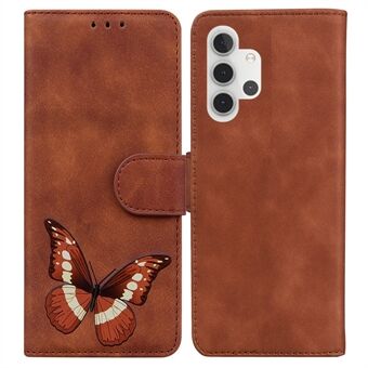 Skin-touch Big Butterfly Printing Stand PU-läder plånboksställ Mobiltelefon Skal för Samsung Galaxy A32 5G