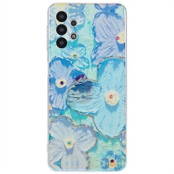 För Samsung Galaxy A32 5G Epoxi Rhinestone Decor Anti-fall Mjukt TPU-fodral IMD Blommönster Bakstycke