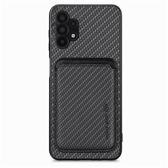 För Samsung Galaxy A32 5G / M32 5G Välskyddad löstagbar 2-i-1 magnetkorthållare Telefonfodral Kolfiberstruktur PU-läder + TPU + PC-skyddsfodral