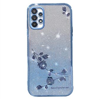 För Samsung Galaxy A32 5G / M32 5G TPU-skal Rhinestone Dekor Blommönster Gradient Glitter Powder Telefonfodral