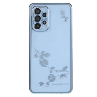 För Samsung Galaxy A32 5G / M32 5G Flower Electroplating TPU Cover Rhinestone Decor Telefonfodral