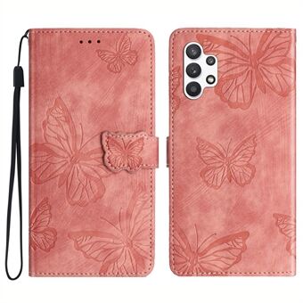 För Samsung Galaxy A32 5G / M32 5G Skin-touch PU-läderplånboksfodral Butterfly-präglat telefonfodral med Stand