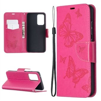 För Samsung Galaxy A52 4G/5G / A52s 5G Imprint Butterflies Stand Flip Läder Telefonskal