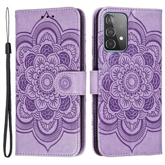 Imprint Mandala Flower Wallet Läderfodral för Samsung Galaxy A52 4G/5G / A52s 5G Stand skal