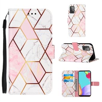 Plånboksstativ Design Mönster i Marmor TPU + PU Läderskal för Samsung Galaxy A52 4G/5G / A52s 5G - Rosa