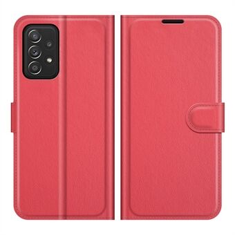 Plånboksdesign Folio Flip Litchi Texture Skyddande Mjukt PU-läderfodral med Stand för Samsung Galaxy A52s 5G/A52 4G/5G