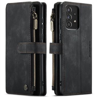 CASEME C30-serien Allround Stötsäkert plånboksfodral i PU-läder med 10 kortplatser och blixtlåsficka för Samsung Galaxy A52s 5G/A52 4G/5G