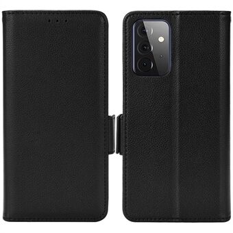 Dubbel magnetlås Litchi Texture PU Stand Plånbok Telefonfodral Skal för Samsung Galaxy A52s 5G/A52 5G/A52 4G