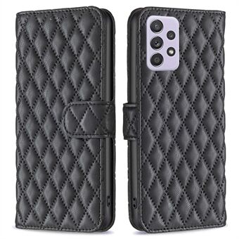 BINFEN-FÄRG För Samsung Galaxy A52 4G / 5G / A52s 5G PU-läderskal, BF Style-14 plånboksfodral med plånbok med tryckt Rhombus Matt Stand