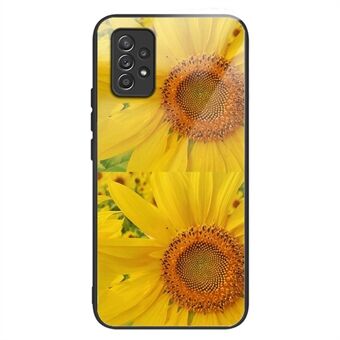 För Samsung Galaxy A52 4G / 5G / A52s 5G Anti-dropp telefonfodral TPU+härdat glasmönster tryckt stötsäkert telefonfodral