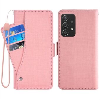 För Samsung Galaxy A52 5G / 4G / A52s 5G Jean Cloth Texture PU Läder Fullt skydd Fodral Stand Plånbok Roterande kortplats Telefonskydd