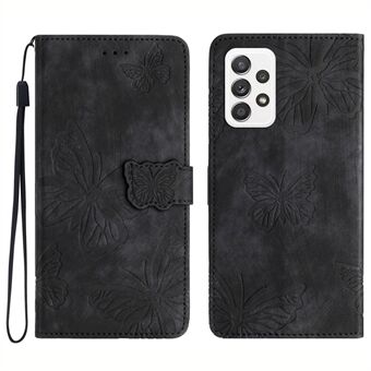 För Samsung Galaxy A52 4G / 5G / A52s 5G Anti-Fall Plånbok Telefonfodral Butterfly Imprinted Skin-Touch Läder Telefonfodral