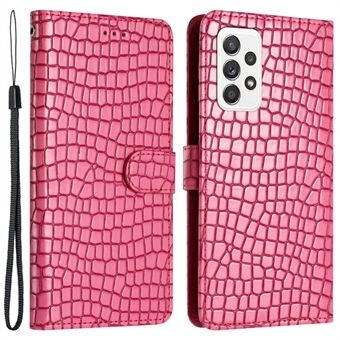 Crocodile Texture Telefonfodral för Samsung Galaxy A52 4G / 5G / A52s 5G Läderfodral Stand med handrem