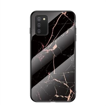 Slitage och Scratch Marbling mönster härdat glas Hybrid Case Mobiltelefon Skal till Samsung Galaxy A02s (EU Version)