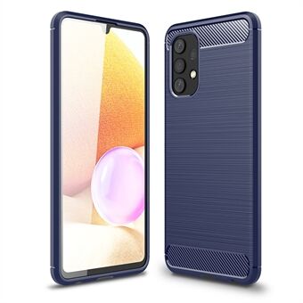 För Samsung Galaxy A32 4G (EU-version) Anti-Fingerprint Carbon Fiber Design Mjuk TPU Borstad telefonfodral