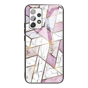 Stötsäkert marmormönster härdat glas + TPU telefonfodral för Samsung Galaxy A32 4G (EU-version)