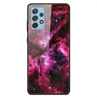 För Samsung Galaxy A32 4G (EU-version) Mönsterutskrift Design Telefonfodral Hård PC Baksida av härdat glas + Mjuk TPU stötdämpande skyddsöverdrag