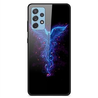 För Samsung Galaxy A32 4G (EU-version) Mönsterutskrift Design Telefonfodral Hård PC Baksida av härdat glas + Mjuk TPU stötdämpande skyddsöverdrag