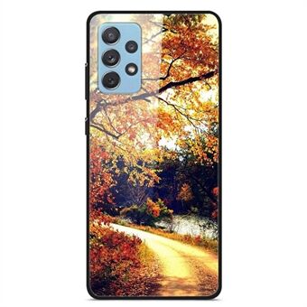 För Samsung Galaxy A32 4G (EU-version) Mönsterutskrift Design Telefonfodral Hård PC Baksida av härdat glas + Mjuk TPU stötdämpande skyddsöverdrag