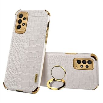 För Samsung Galaxy A32 4G (EU-version) Ring Kickstand Telefonfodral Crocodile Texture Galvanisering PU-läder + TPU-fodral