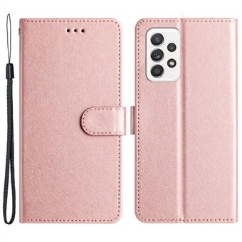 Telefonplånbok för Samsung Galaxy A32 4G (EU-version) Silk Texture Fallsäker PU Läder Stand Cover Flip Case