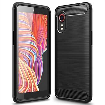 Telefonfodral i kolfiberdesign för Samsung Galaxy Xcover 5, stötdämpande borstat, flexibelt TPU-skyddsfodral