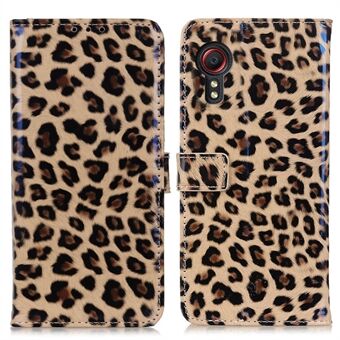 Leopard Texture Läderplånbok Skyddsfodral för Samsung Galaxy Xcover 5