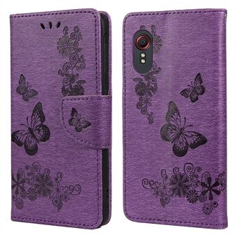 Imprint Butterfly Flower Plånboksfodral med Stand för Samsung Galaxy Xcover 5