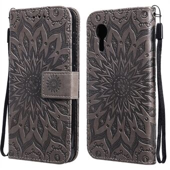 KT Imprinting Flower Series-1 Imprinting Flower Pattern PU-läderplånboksfodral med Stand för Samsung Galaxy Xcover 5