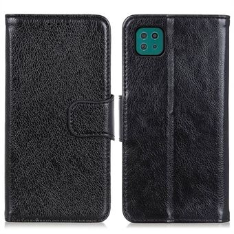 För Samsung Galaxy A22 5G (EU-version) Skyddstelefonfodral Stötsäkert Flip Folio Cover Nappa Texture Split Läder Telefonskal med Stand