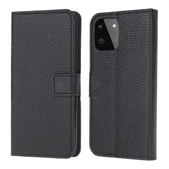 Folio Flip Wallet Design Litchi Texture Läder Skyddsfodral för Samsung Galaxy A22 5G (EU-version)