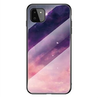 Välskyddat Starry Sky Pattern Anti- Scratch Tempered Glass Phone Hybrid Case Cover för Samsung Galaxy A22 5G (EU-version)