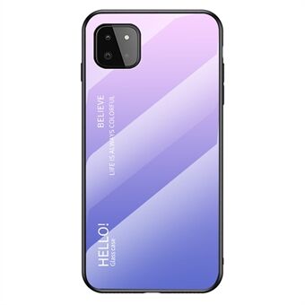 Välskyddat anti- Scratch härdat glas Färggradient Design Mobiltelefon bakfodral för Samsung Galaxy A22 5G (EU-version)