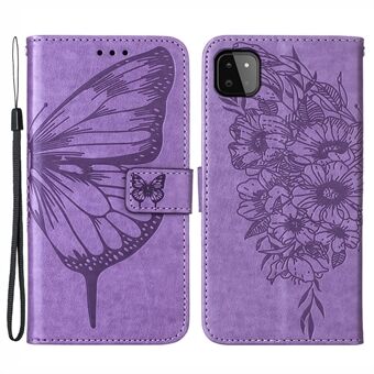 För Samsung Galaxy A22 5G (EU-version) Imprint Butterfly Läder Stand