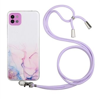 Marmormönster justerbar snodd Design Mjuk TPU telefonfodral för Samsung Galaxy A22 5G (EU-version)