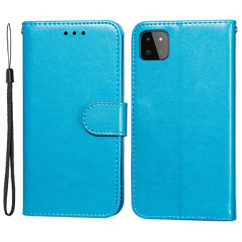 Enfärgad Full Protection Stand Plånboksfodral med rem för Samsung Galaxy A22 5G (EU-version)