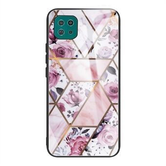 Marmormönster i härdat glas + TPU-telefonfodral för Galaxy A22 5G (EU-version)