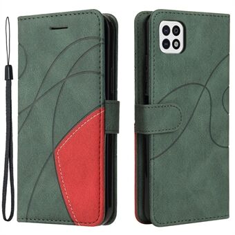 KT Leather Series-1 Läderplånbok telefonfodral Tvåfärgat skarvningsstil för Samsung Galaxy A22 5G (EU-version)