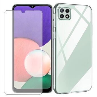 Stötsäkert transparent mjukt TPU-skydd med 2.5D-skärmskydd i härdat glas för Samsung Galaxy A22 5G (EU-version)