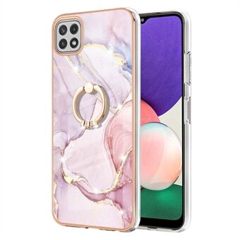 Hemming Design Elektroplätering Flexibelt TPU-skal IML IMD Marble Pattern Telefonfodral med Kickstand för Samsung Galaxy A22 5G (EU-version)