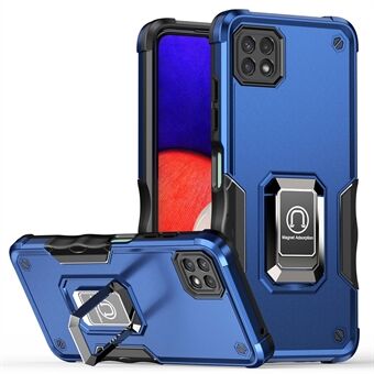 För Samsung Galaxy A22 5G (EU-version) Hybrid Hård PC Mjuk TPU Stötsäkert skyddsfodral med Ring Car Mount Kickstand