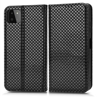 För Samsung Galaxy A22 5G (EU-version) Grid Texture PU Läder Vikbart Stand Magnetiskt autoabsorberat mobiltelefonplånboksfodral