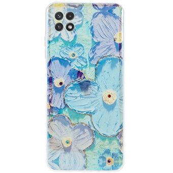 För Samsung Galaxy A22 5G (EU-version) Slitstark epoxirhinestone-dekor TPU-fodral IMD blommönster Dropsäkert telefonskal