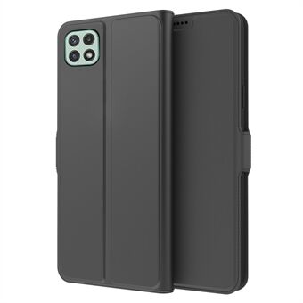 För Samsung Galaxy A22 5G (EU-version) Telefonfodral med dubbla magnetlås Stand TPU + PU-läder Anti- Scratch Folio Flip-telefonfodral med kortplats